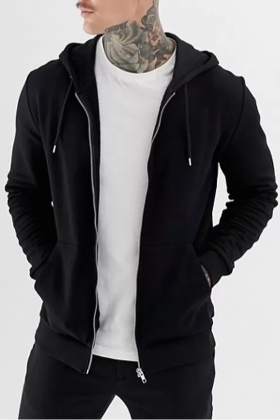 Zip up black hoodie