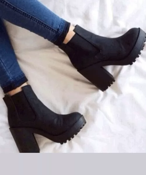 Solid Color Waterproof Chunky High Heel Boots