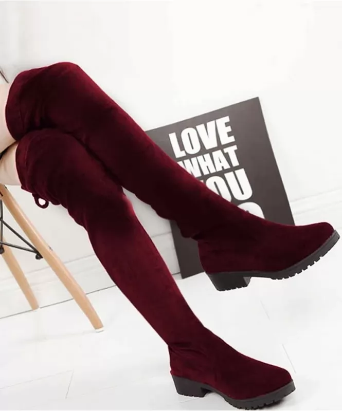 Over the Knee Boots Marsala