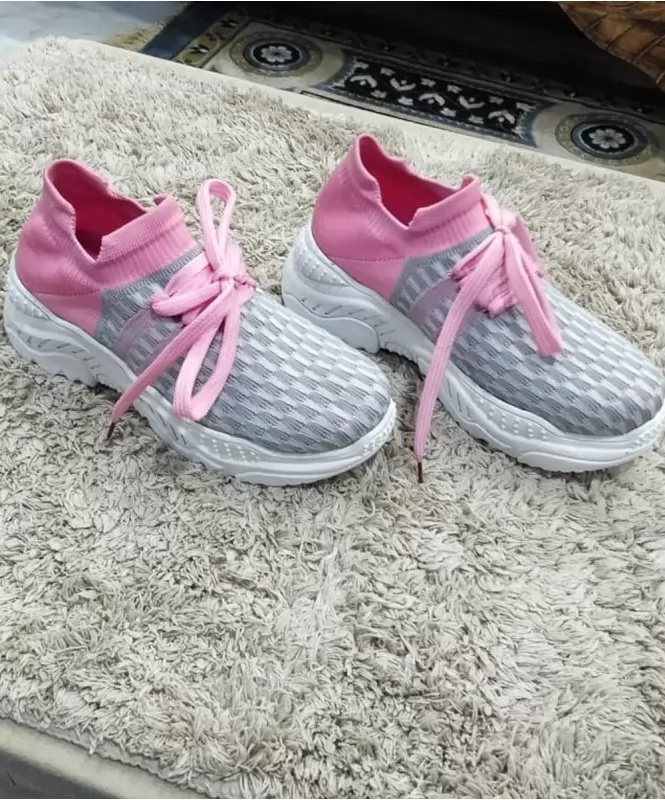 Pink and Grey Knitted Sneaker