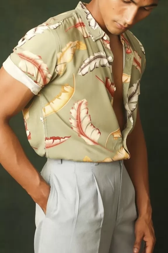 Men's Raphael Feather Print Shirt
