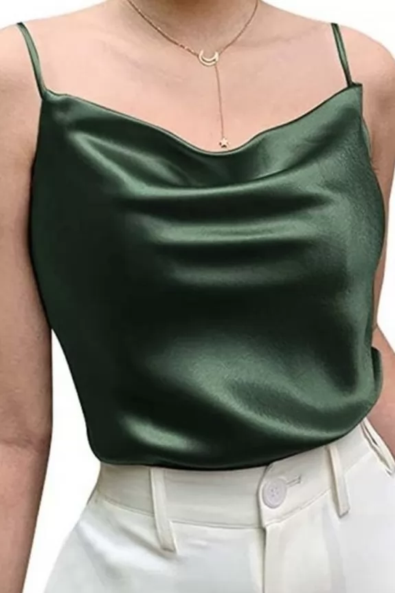 Cowl Neck Satin Cami Top, Street Style Store