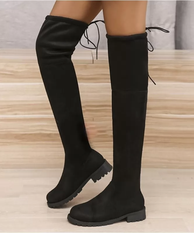 High rise black boots Street Style Store SSS