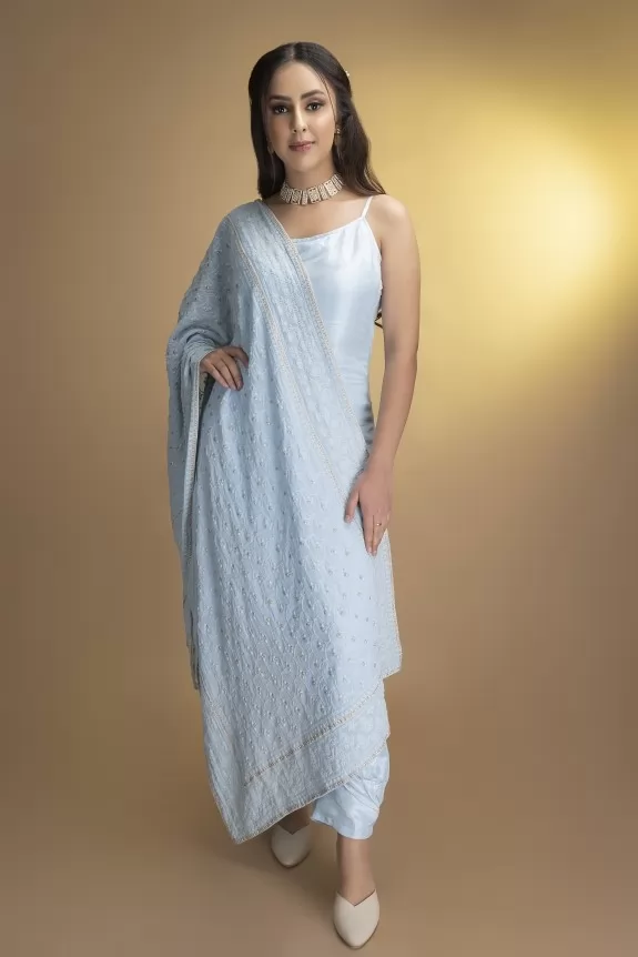 Botanical Rayon Dresses | Buy Blue Rayon Botanical Print Dress Kurta with  Embroidery on Yoke at Soch