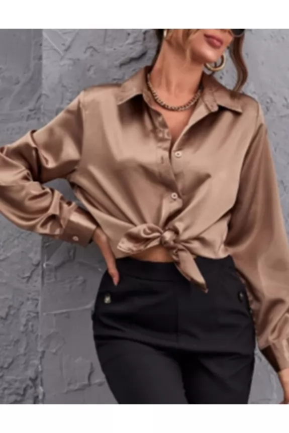 Button Front Satin Top