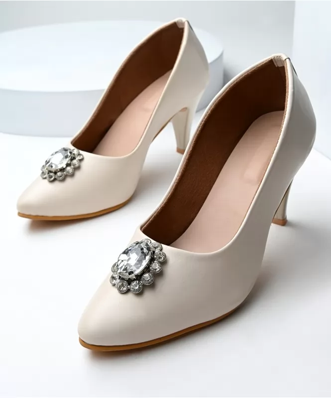 Elegant rhinestone embellished heel