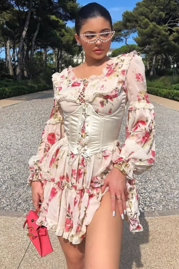 Kylie Jenner Inspired Floral Corset Dress