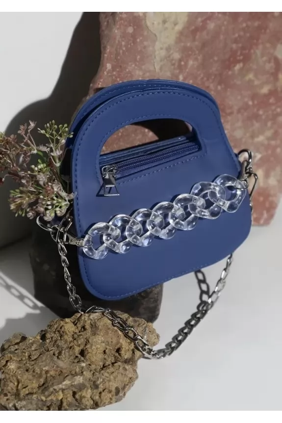 CLEAR CHAINED BLUE SLING BAG Street Style Store SSS