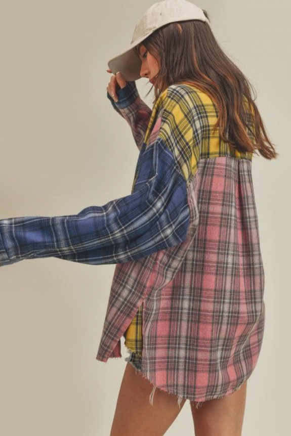 Multicoloured Check Oversized Shirt