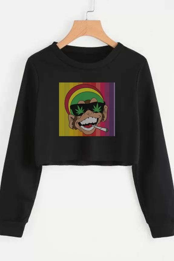 Monkey black crop sweatshirt