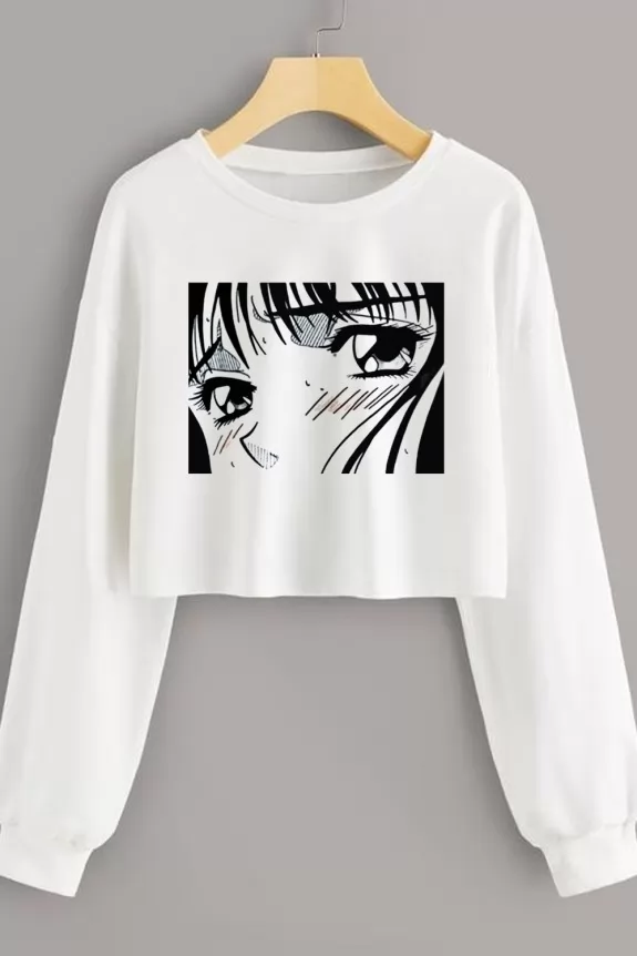 Girl face white crop sweatshirt Street Style Store SSS