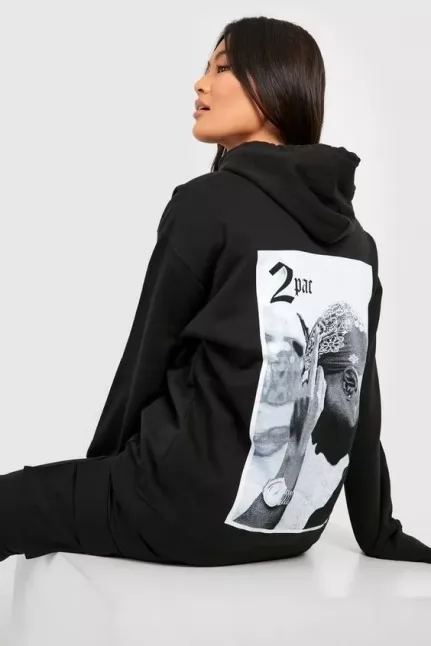 2pac printed graphic hoodie