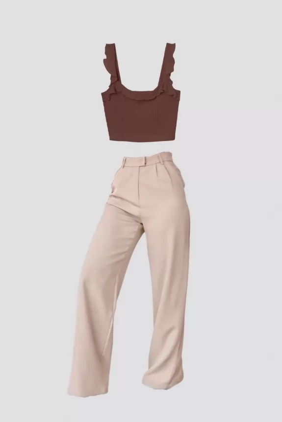 Buy Tokyo Talkies Cropped Top With Flared Trouser & Belt - Co Ords for  Women 23772196 | Myntra