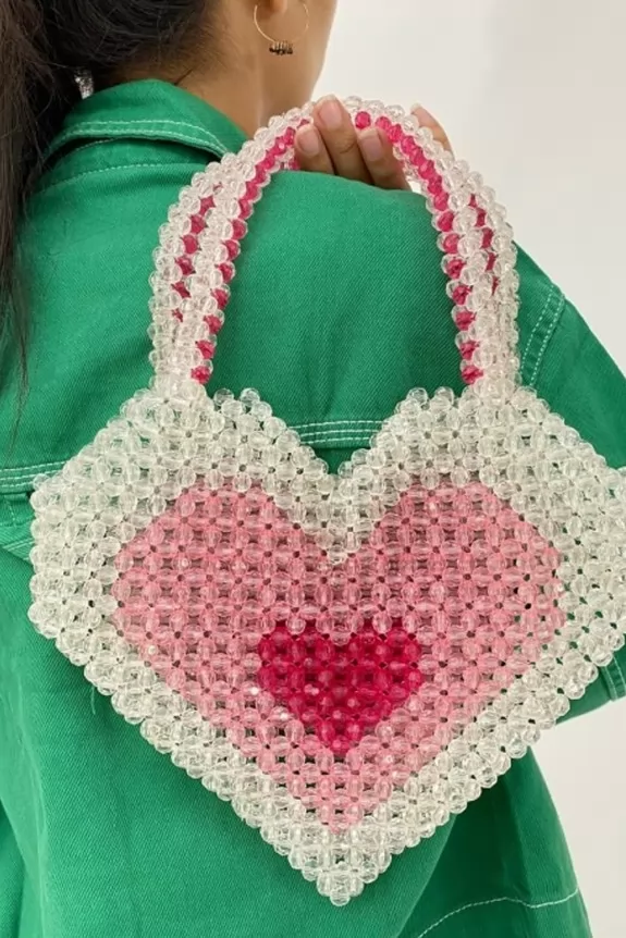 Hue of pink heart beaded bags