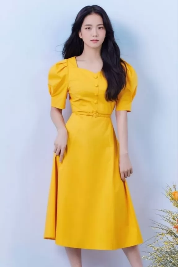Kim Jisoo Inspired Yellow Dress