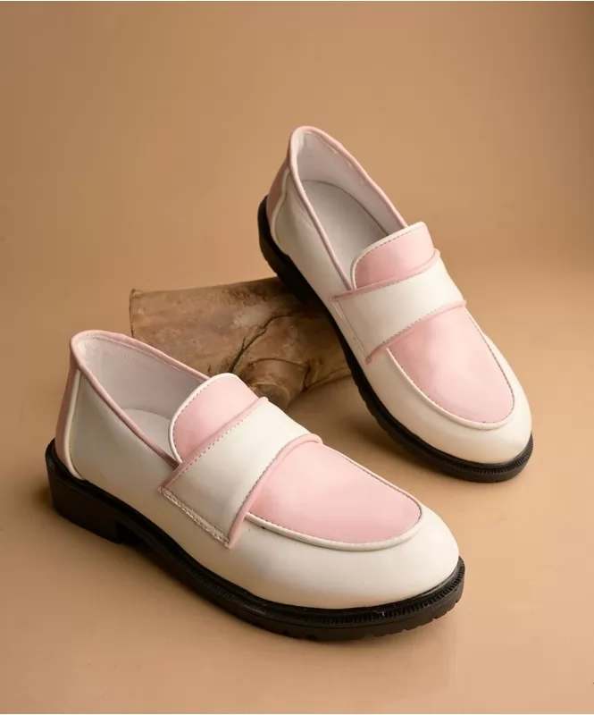 White with pink piping slip on