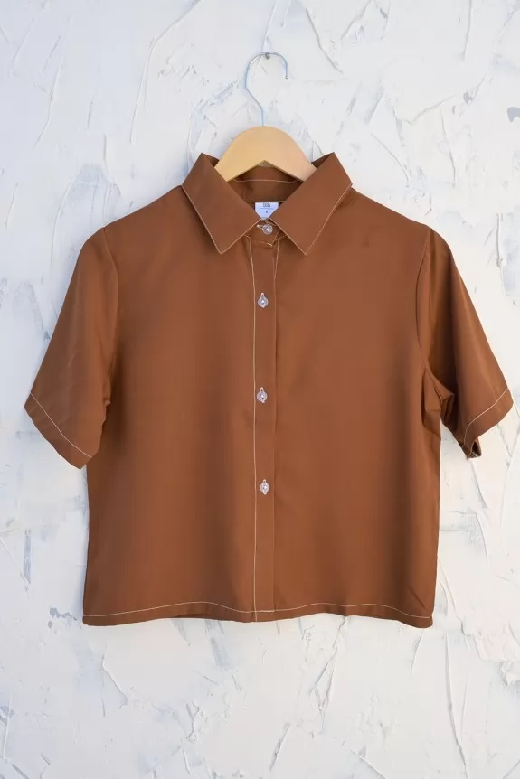 Brown Crop Shirt