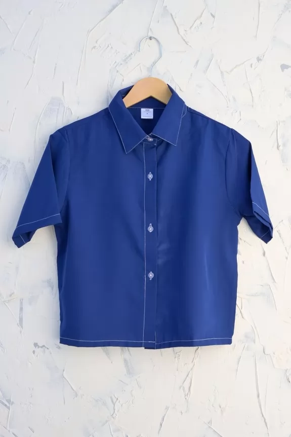 Blue Crop Shirt
