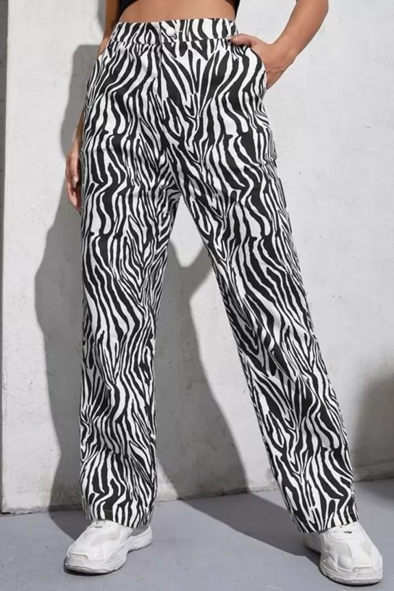 Zebra Print High Waist Trouser