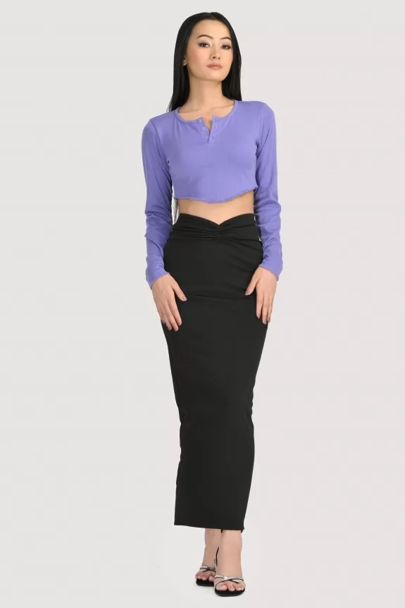 Set of 2: Veri Peri Ribbed Crop Top & Side Pocket Long Skirt