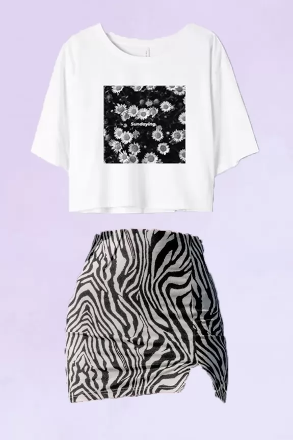 Zebra print skirt&top set 