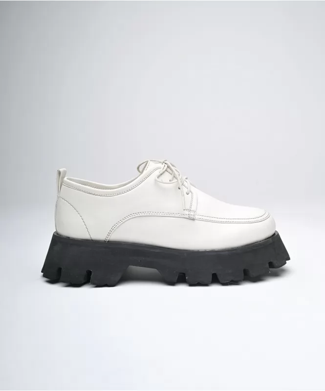 White Lace Up Chunky Shoe
