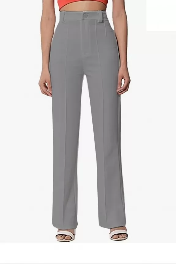 Dark Grey High-Rise Pleat-Front Trousers