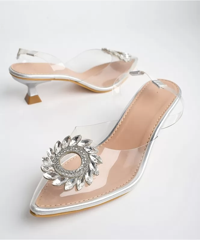 Transparent embellished heels 