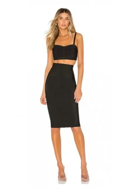 Black Sweetheart  Crop Top With Fitting Skirt