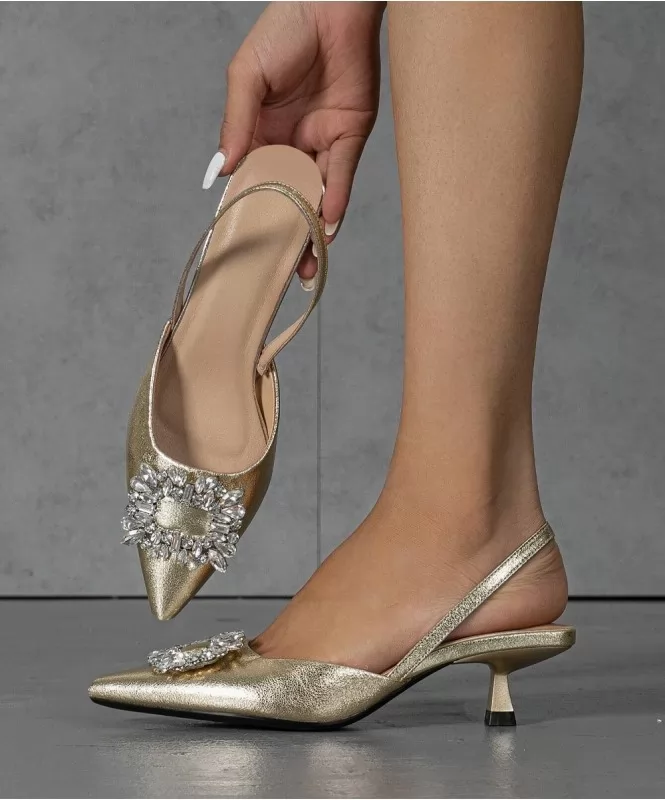 The elegant rhinestone golden heels 