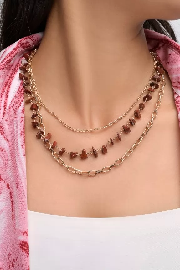 Brown Bead Multi-strand Necklace