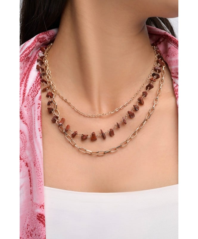 Brown Bead Multi-strand Necklace