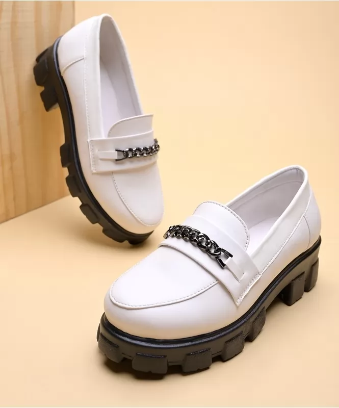 Chunky black & White loafers