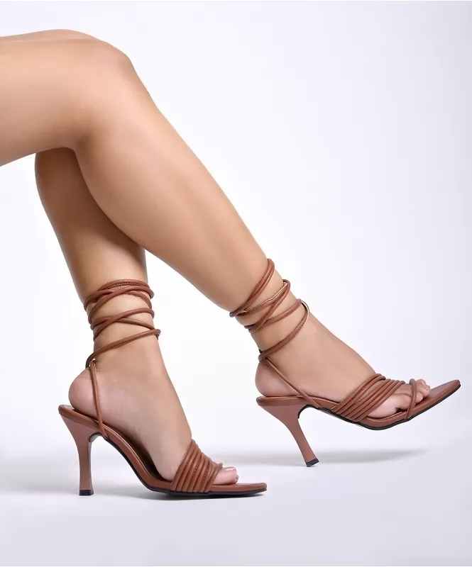 The sassy brown strap heels 