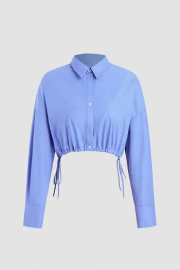 Collar Solid Button Long Sleeve Blouse
