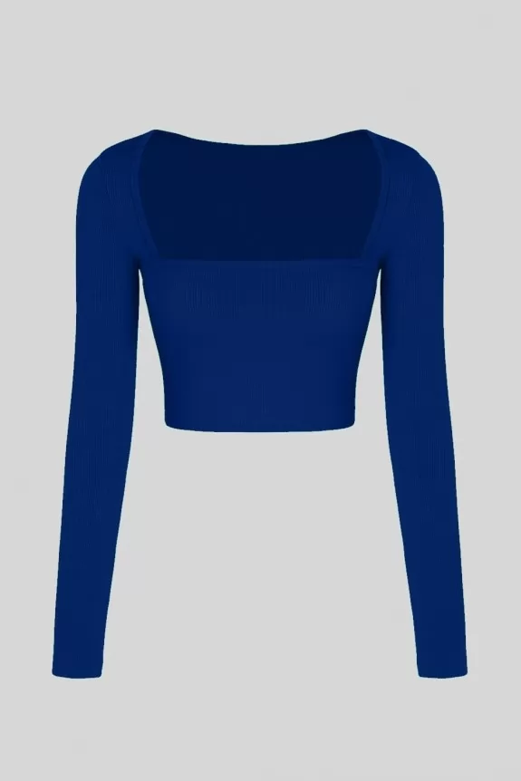 Blue Lycra Long Sleeve Top