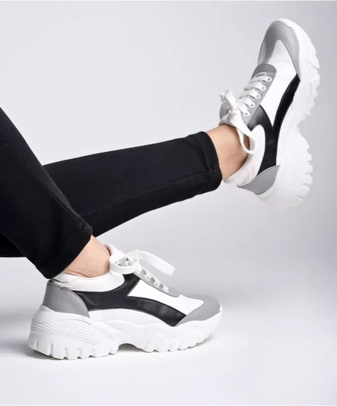 The neutral grey & black chunky sneakers 