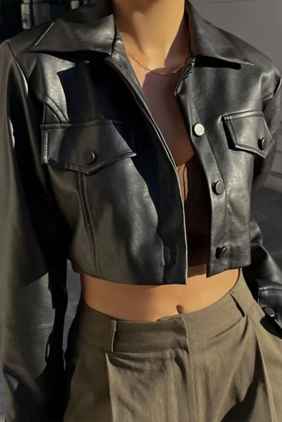 The Must Have Cropped Faux Leather Jacket