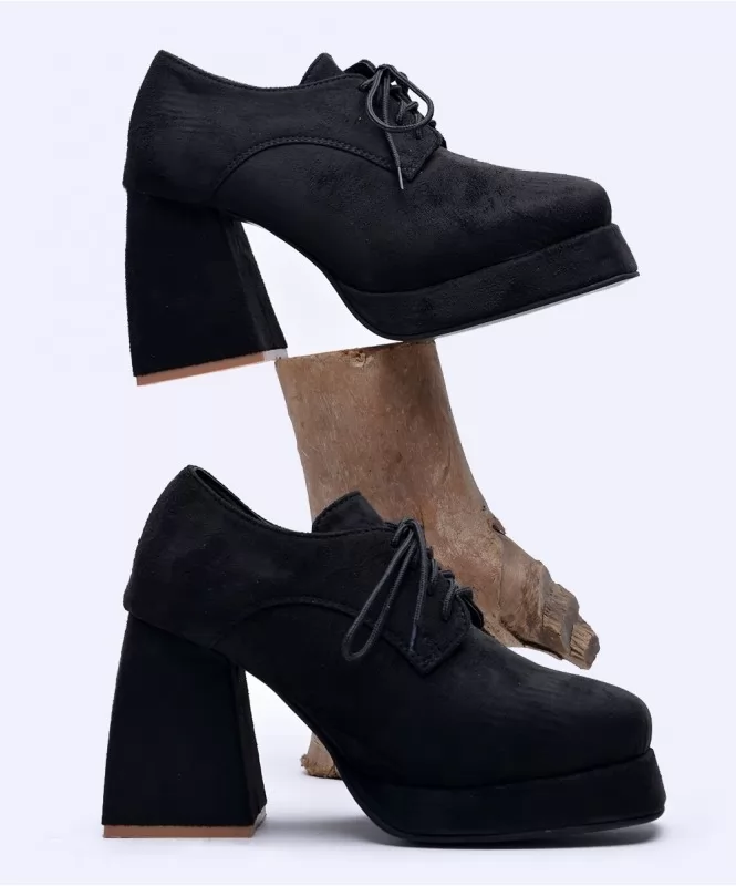 Black suede platform shoes 