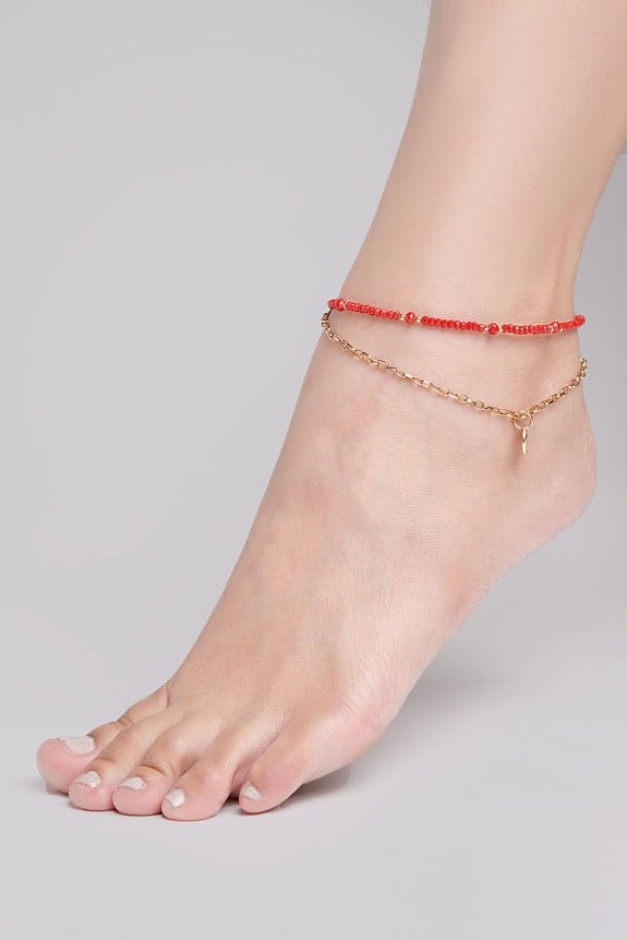 Red Crystal Beads Anklet