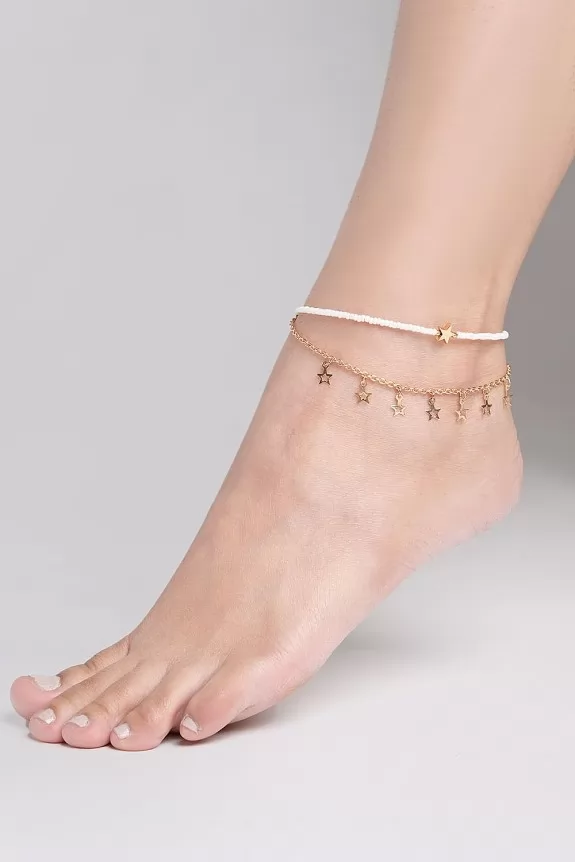 Layered Star Charm Anklet