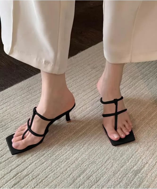 Minimal strip black heels 