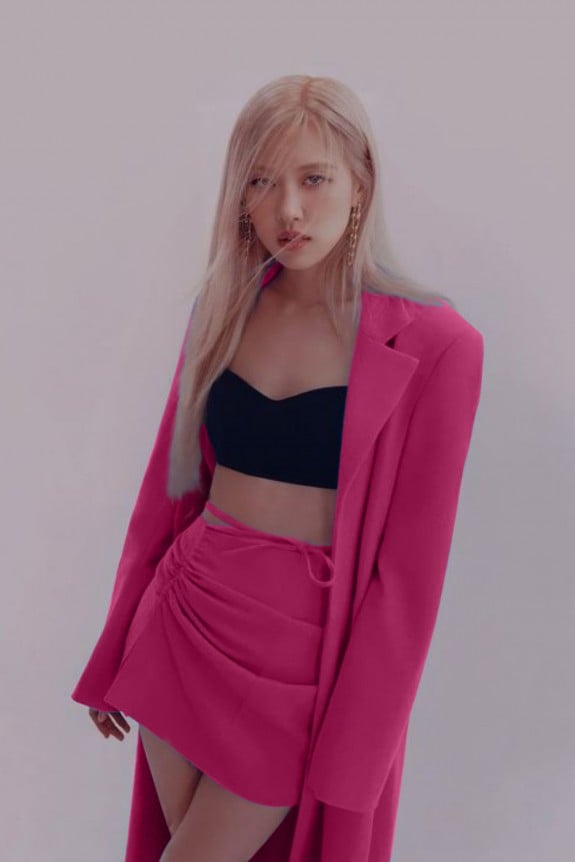 Set of 3 - Rosé Inspired Hot Pink Blazer with Skirt And Top
