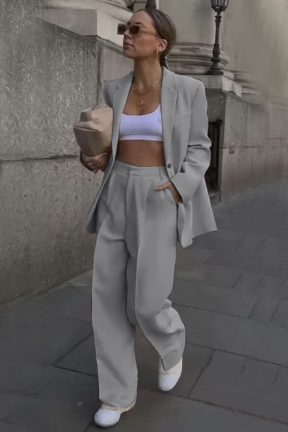 Grey Blazer With Trouser Co-ord