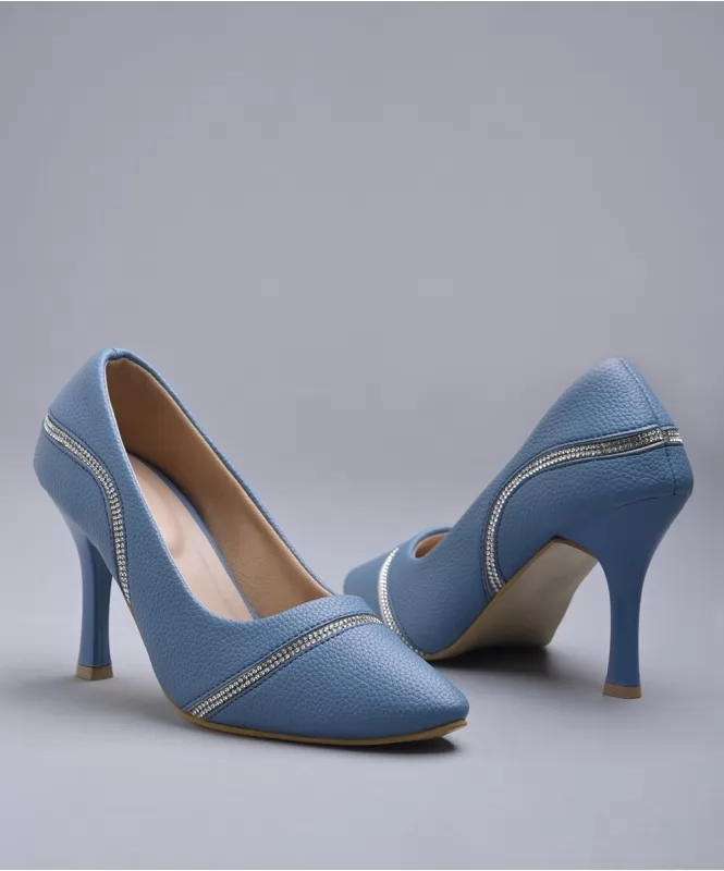 Shimmer wave blue heels
