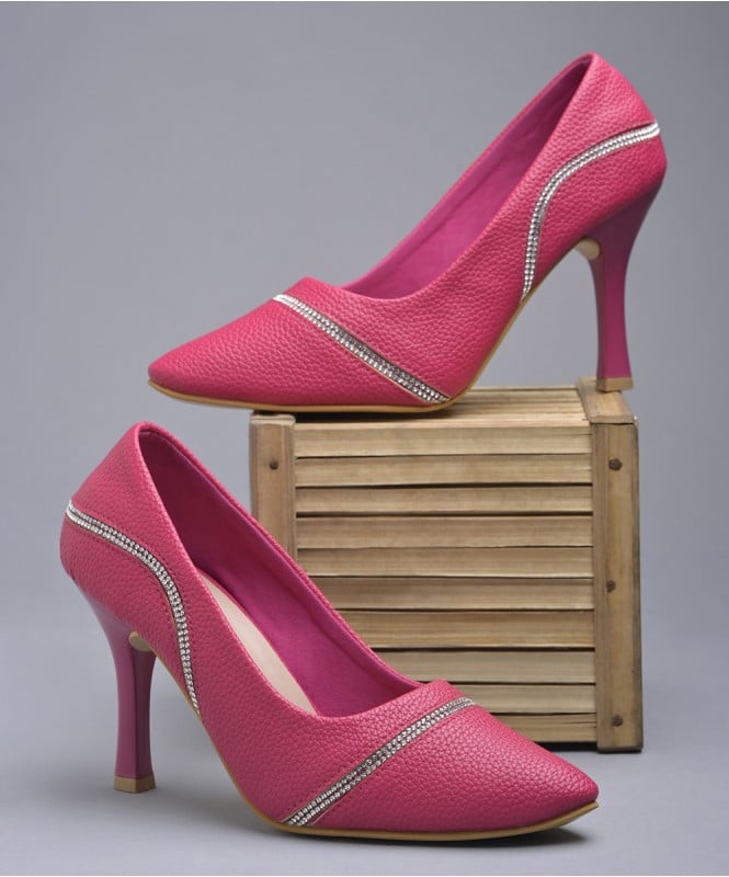 Pink shimmer wave heels