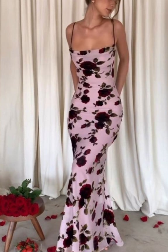 Rose Printed Maxi Dress