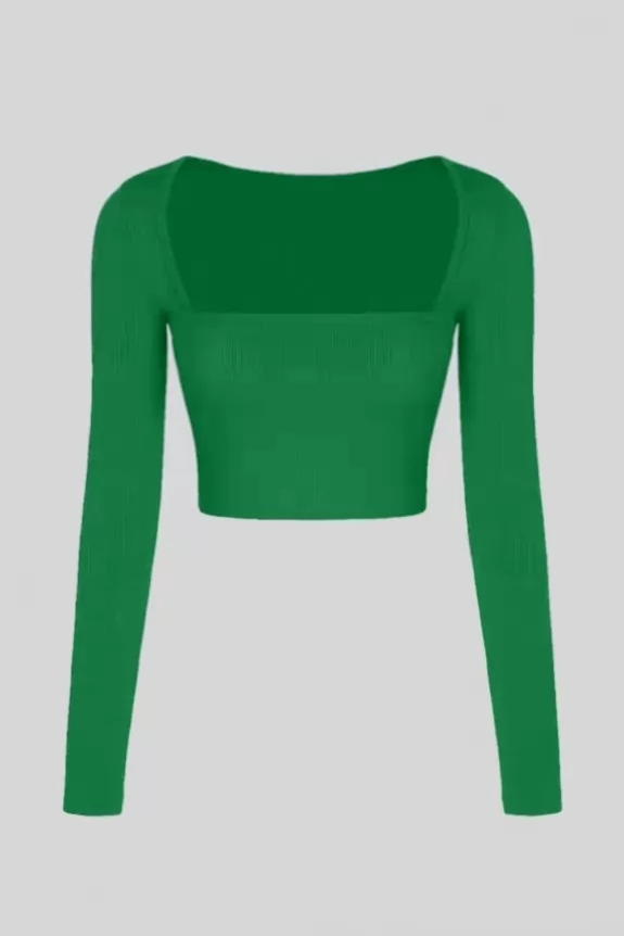 Green Lycra Long Sleeve Top