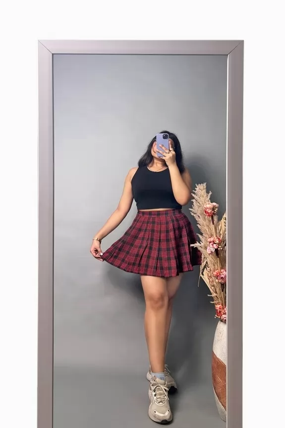 Set of 2: Pleated Mini Skirt With Crop Top