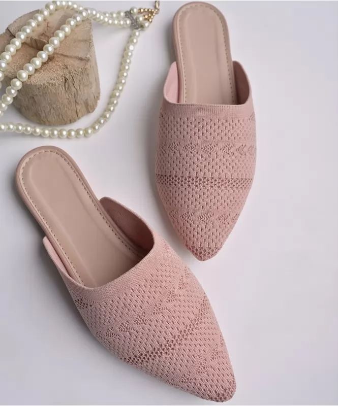 Pink knitted mule 